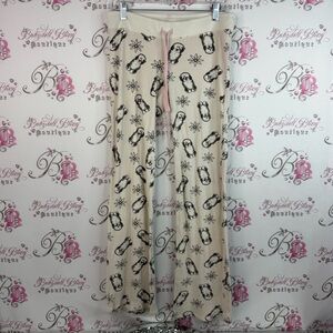 PJ Salvage pants wide leg waffle print white dogs Cream Pants puppy Black Print